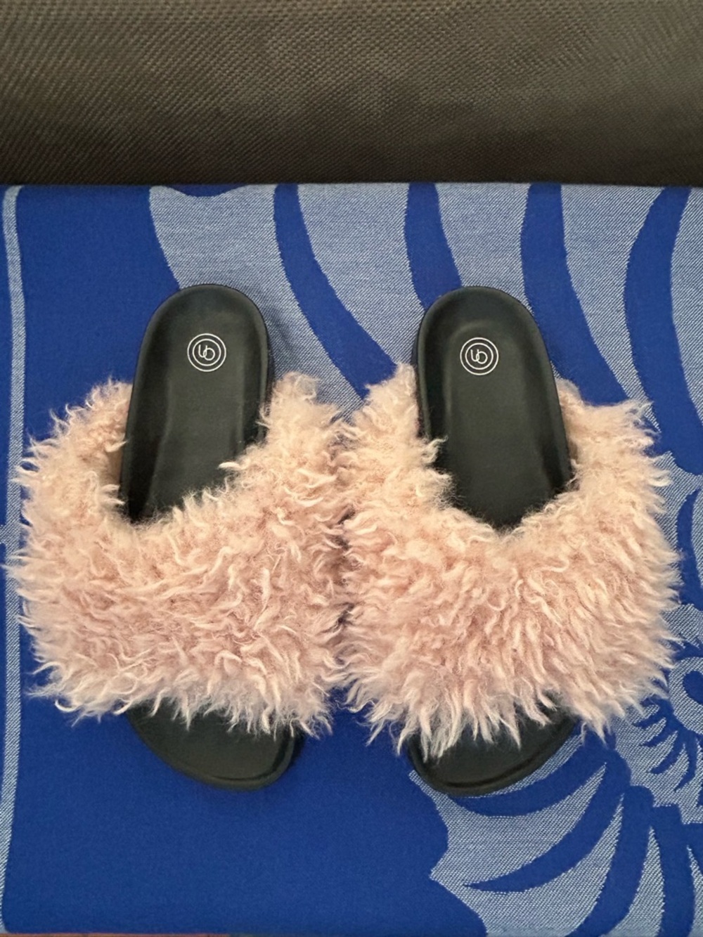Urban Outfitters Pink Fuzzy Slide Sandals